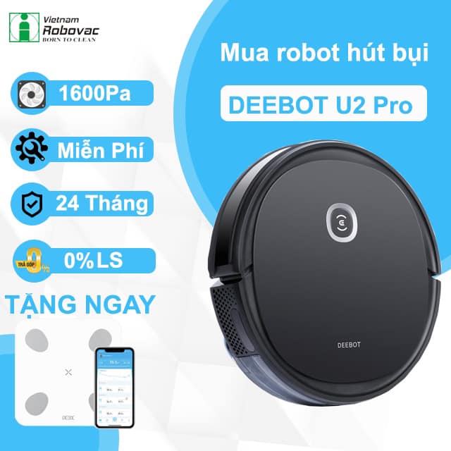 Robot hút bụi lau nhà thông minh Ecovacs DEEBOT U2 PRO – BẢN QUỐC TẾ -BH 24 THÁNG