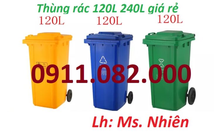 Nơi bán thùng rác rẻ nhất tỉnh bạc liêu- Giảm giá thùng rác 120L 240l 660l giá sỉ- lh 0911082000