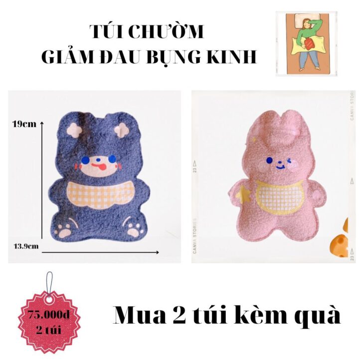 Túi chườm đau bụng kinh nóng / lạnh nhung có sẵn 2 túi:75k mua 2 kèm quà