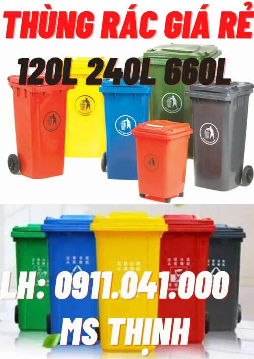 Sỉ lẻ thùng rác nhựa 120L 240L giá rẻ tận gốc thùng rác số lượng lớn 0911041000