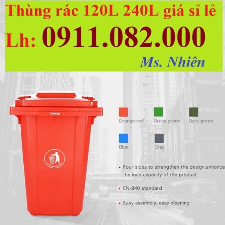 Cung cấp thùng rác giá rẻ- giảm giá thùng rác 120L 240l tại cần thơ- lh 0911082000