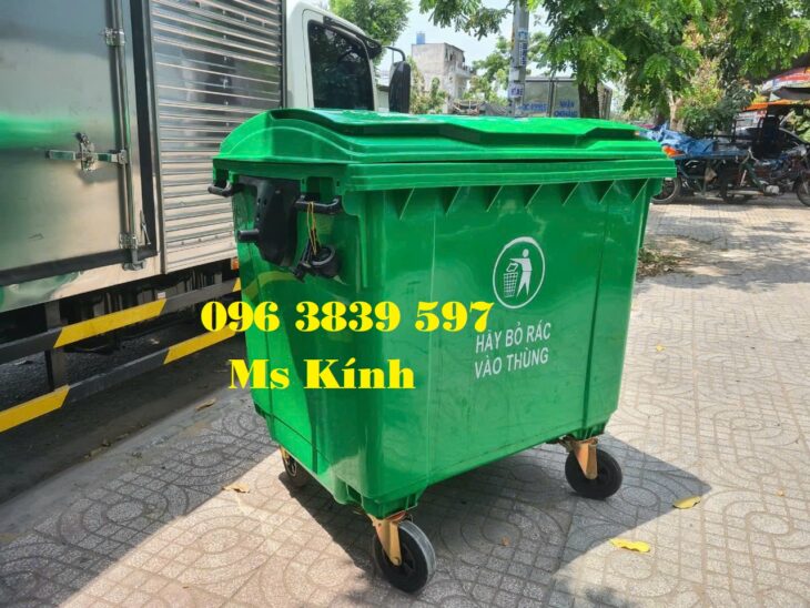 Thùng rác nhựa hdpe 660 lít, xe đẩy thu gom rác 660 lít – 096 3839 597 Ms Kính