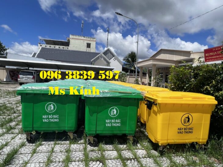 Thùng rác nhựa hdpe 660 lít, xe đẩy thu gom rác 660 lít – 096 3839 597 Ms Kính
