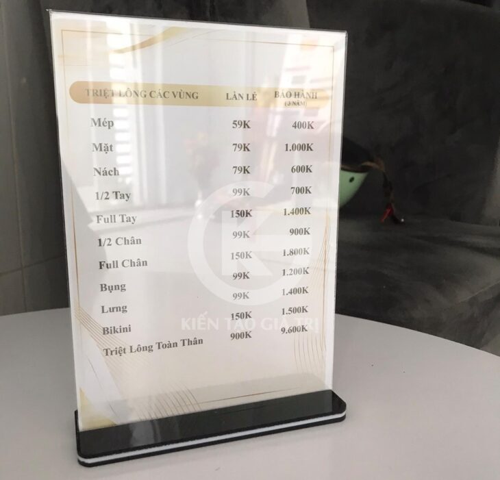 MENU ĐỂ BÀN