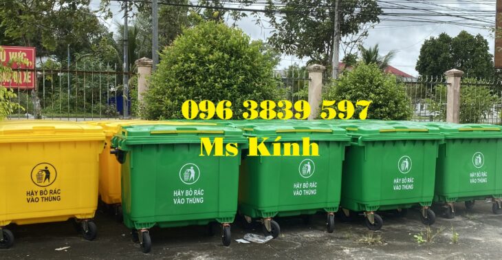 Thùng rác nhựa hdpe 660 lít, xe đẩy thu gom rác 660 lít – 096 3839 597 Ms Kính