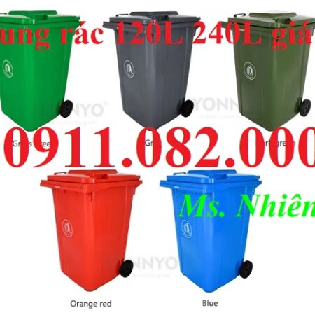 Cung cấp thùng rác 120L 240L 660L nắp kín- thùng rác giá rẻ tại cẩn thơ- lh 0911082000