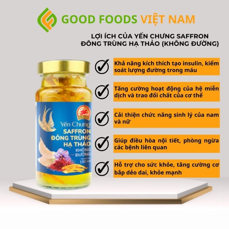 Yến chưng Saffron Đông trùng hạ thảo không đường mua 5 tặng 1 tại Bình Thạnh