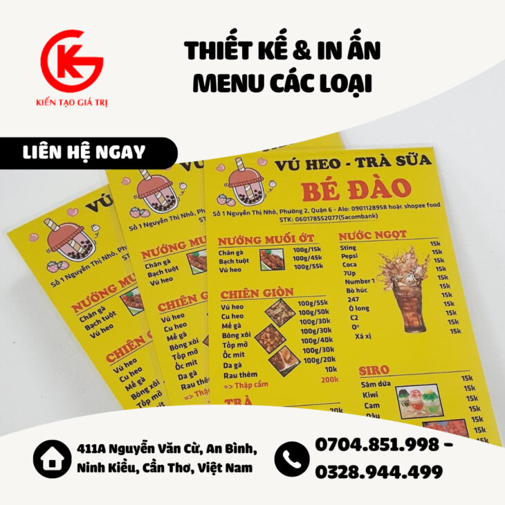 sản xuất menu kháng nước PVC