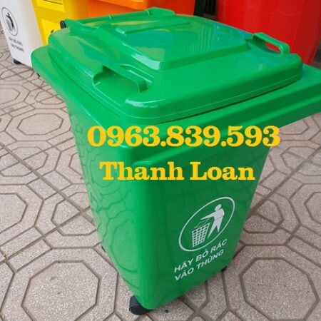 Thùng rác 60lit nắp kín nhựa hdpe, thùng rác công cộng 60l / 0963.839.593 Ms.Loan