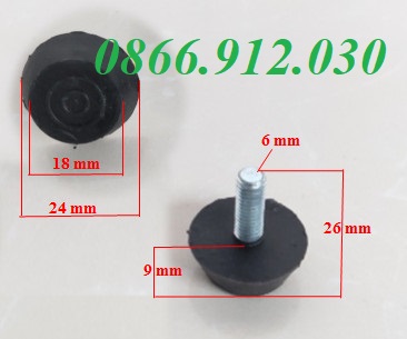 Chân tăng chỉnh đế nhựa đen bulong M6, M8, M10 và M12