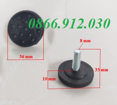 Chân tăng chỉnh đế nhựa đen bulong M6, M8, M10 và M12