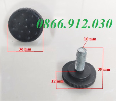 Chân tăng chỉnh đế nhựa đen bulong M6, M8, M10 và M12