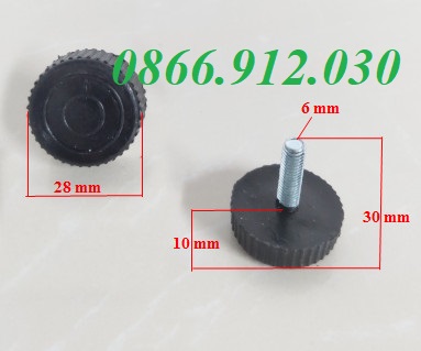 Chân tăng chỉnh đế nhựa đen bulong M6, M8, M10 và M12
