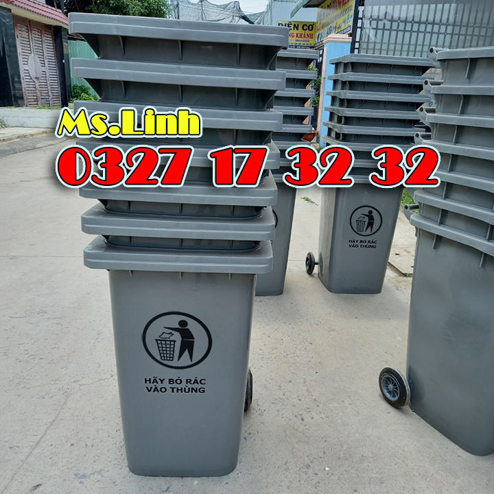Thùng rác HDPE 240 lít nhựa có bánh xe nắp kín Minh KHang