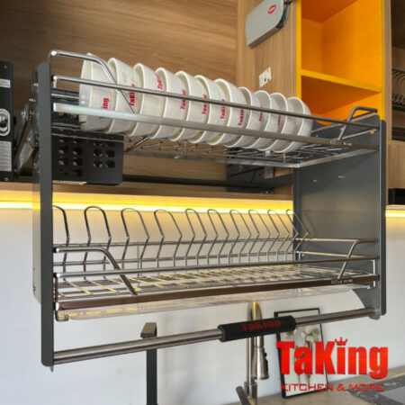 Kệ bát đĩa nâng hạ OVAL cao cấp TaKing, bề mặt điện hóa, độ bền cao