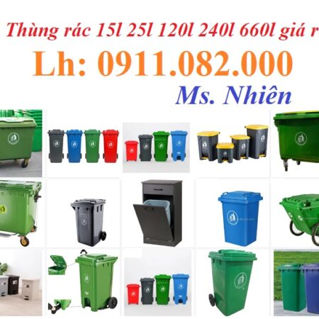 An giang nơi cung cấp thùng rác giá rẻ- thùng rác 120l 240l 660l màu xanh- lh 0911082000