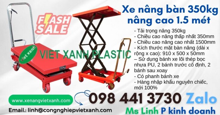 Xe nâng mặt bàn 350kg nâng cao 1m5