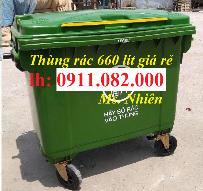 Thùng rác nhựa giá rẻ tại vĩnh long- thùng rác màu xanh nhựa hdpe 120L 240L-lh 0911.082.000