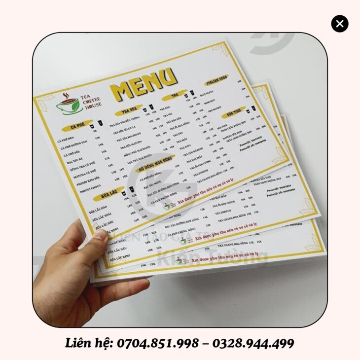 in menu, in nhanh tại cần thơ