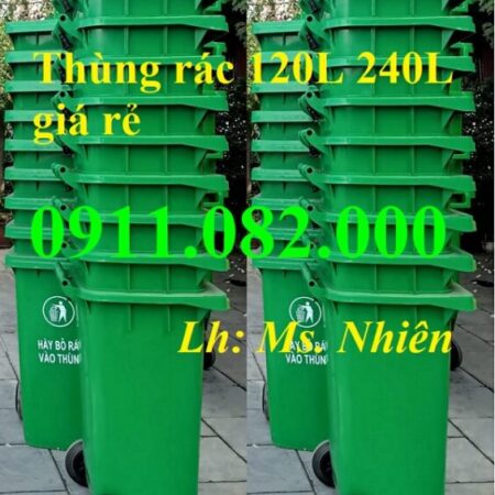 Thùng rác nhựa công nghiệp sài gòn giá ưu đãi- thùng rác 120l 240l 660l giá rẻ- lh 0911082000