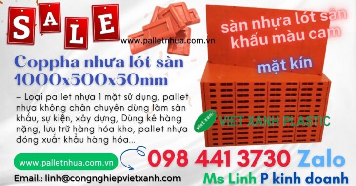 sàn nhựa lót sân khấu màu cam 1000x500x50mm