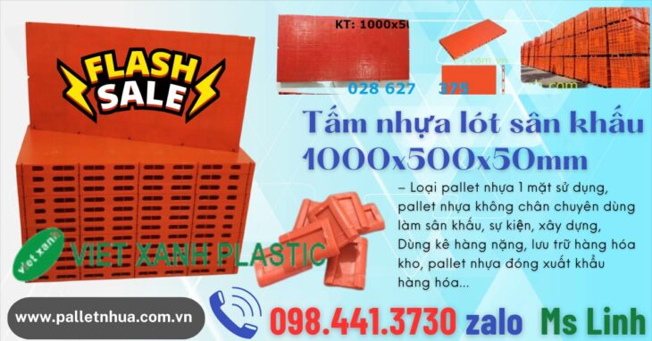 sàn nhựa lót sân khấu màu cam 1000x500x50mm
