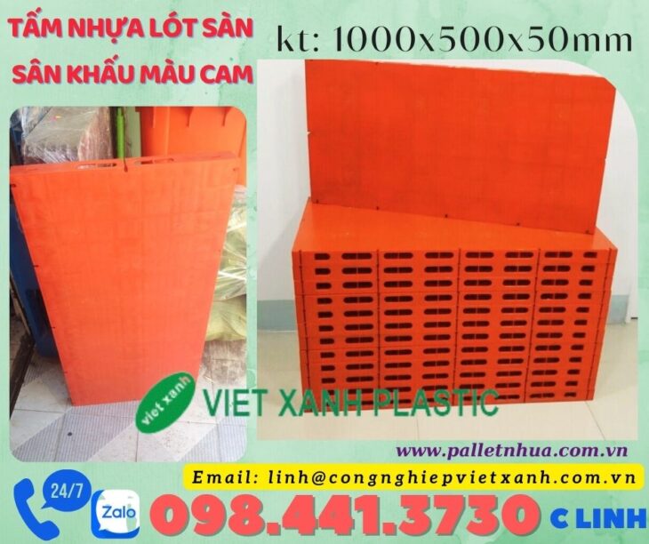 sàn nhựa lót sân khấu màu cam 1000x500x50mm