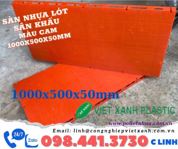 sàn nhựa lót sân khấu màu cam 1000x500x50mm