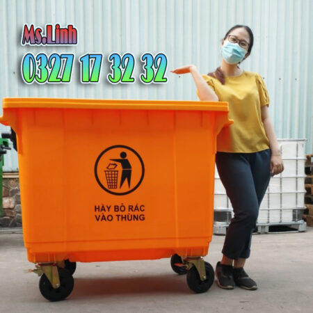 Chuyên bán dòng thùng rác 660 lít nhựa mật độ cao HDPE 4 bánh giá kho