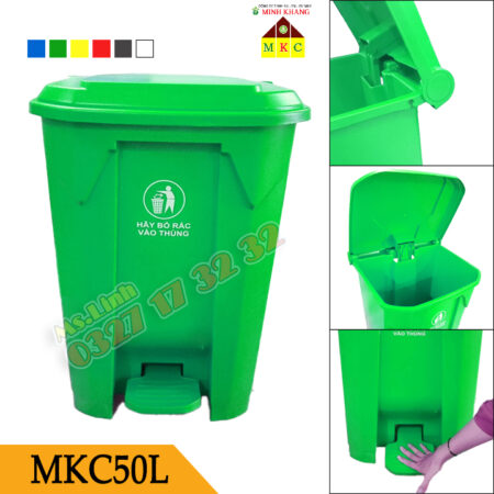 Thùng rác nhà bếp 50 lít đạp chân nhựa tốt Minh Khang