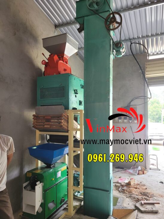 Bộ máy xát gạo liên hoàn Vinmax BXG1000 có gàu tải tự động