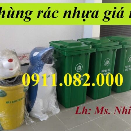 Giá sỉ thùng rác 120l 240l 660l- chuyên thùng rác giá rẻ tiền giang- lh 0911082000