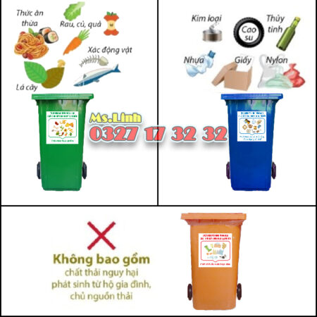 Thùng rác dùng cho mục đích phân loại rác tại nguồn 240L