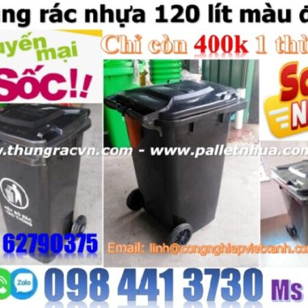 Thùng rác nhựa 120 lít màu đen