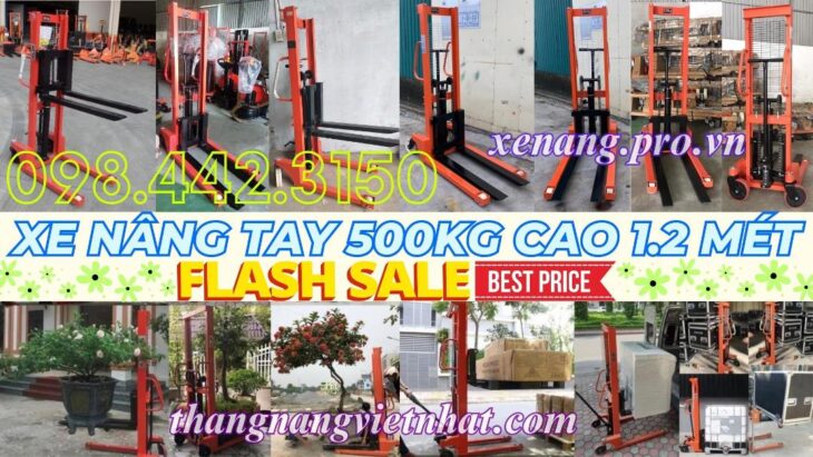 Xe nâng tay cao 500kg nâng cao 1200mm – xả kho giá sốc