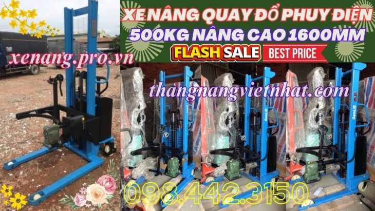 Xả kho giá sốc xe nâng quay đổ phuy điện EDT500-M – 500kg nâng cao 1.6 mét
