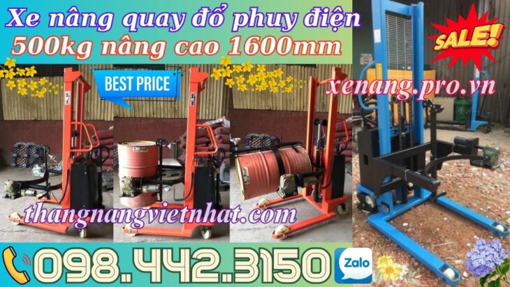 Xả kho giá sốc xe nâng quay đổ phuy điện EDT500-M – 500kg nâng cao 1.6 mét