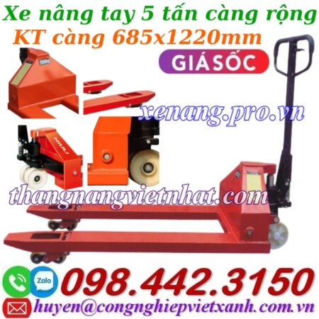 Xe nâng tay 5 tấn AC50M càng rộng 685x1220mm