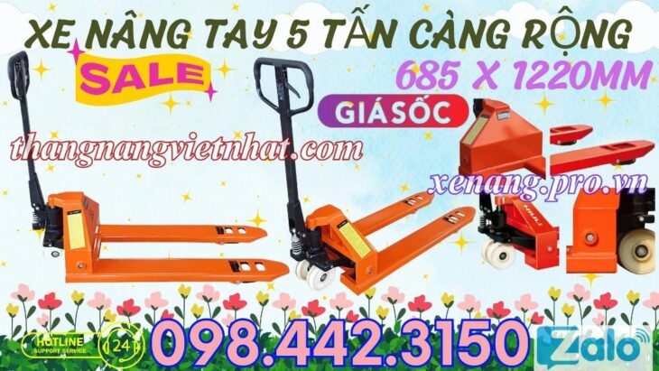 Xe nâng tay 5 tấn AC50M càng rộng 685x1220mm