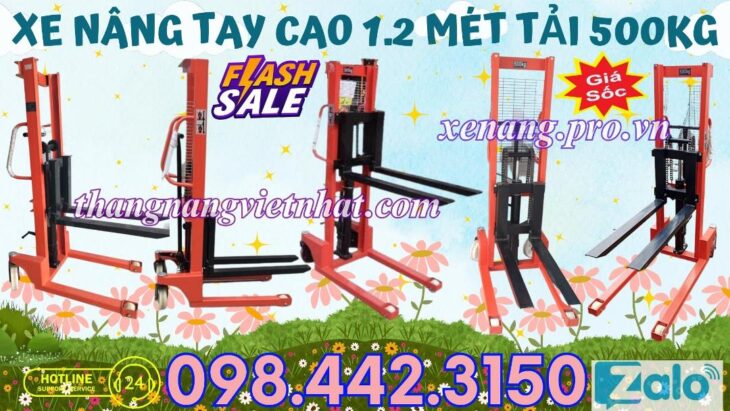 Xe nâng tay cao 500kg nâng cao 1200mm – xả kho giá sốc
