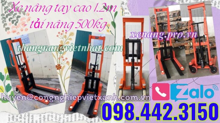 Xe nâng tay cao 500kg nâng cao 1200mm – xả kho giá sốc