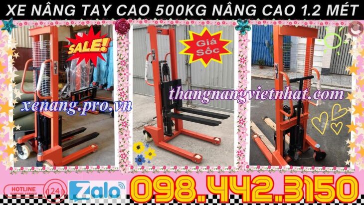 Xe nâng tay cao 500kg nâng cao 1200mm – xả kho giá sốc