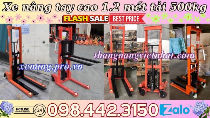 Xe nâng tay cao 500kg nâng cao 1200mm – xả kho giá sốc