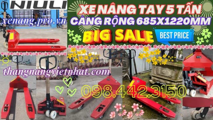 Xe nâng tay 5 tấn AC50M càng rộng 685x1220mm