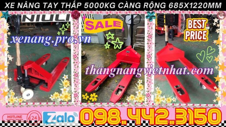 Xe nâng tay 5 tấn AC50M càng rộng 685x1220mm