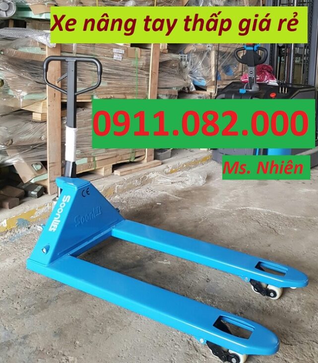 Sỉ lẻ xe nâng tay thấp giá rẻ tại cần thơ, xe nâng tay 3 tấn càng rộng màu cam- lh 0911082000