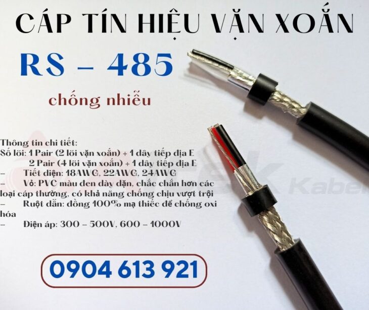 Câp tín hiệu RS485 vặn xoắn chống nhiễu 1 PAIR 22AWG