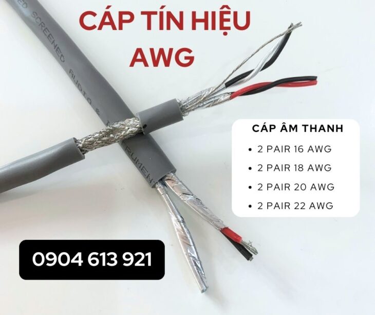 Dây tín hiệu âm thanh chống nhiễu 2 pair 24AWG/22AWG/20AWG/18AWG