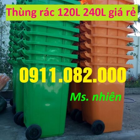 Miền tây nơi cung cấp thùng rác giá rẻ- thùng rác 120l 240l 660l mà xanh, cam- lh 0911082000