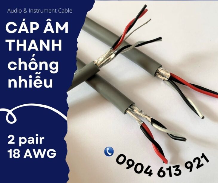 Dây tín hiệu âm thanh xoắn chống nhiễu 2 pair 22AWG